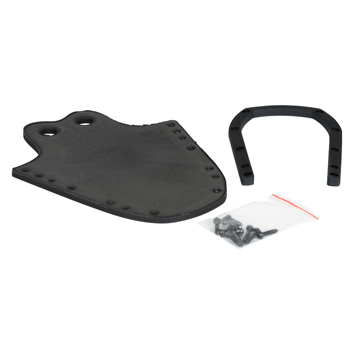 Angled view of the Toe Component with curved black plate and hardware.