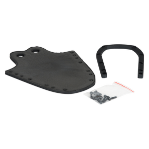 Angled view of the Toe Component with curved black plate and hardware.