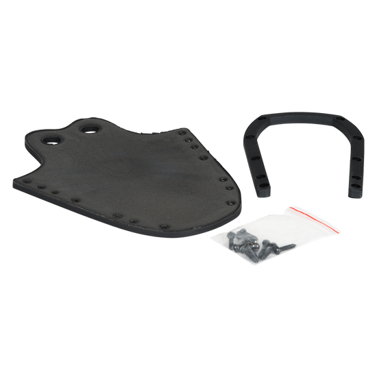 Angled view of the Toe Component with curved black plate and hardware.