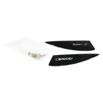 Top view of the 1.9" Wakeboard Skater Fin set with screws in a clear bag.