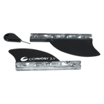 Top view of the 2.1" Surf Fins for Futures System with key and bases.