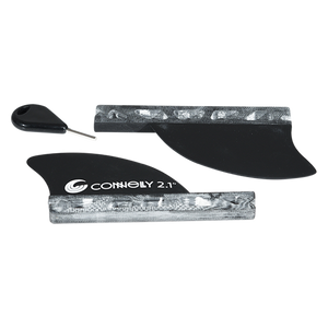 Top view of the 2.1" Surf Fins for Futures System with key and bases.