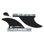 Top view of the 3.6" Surf Fins for Futures System with key and bases.