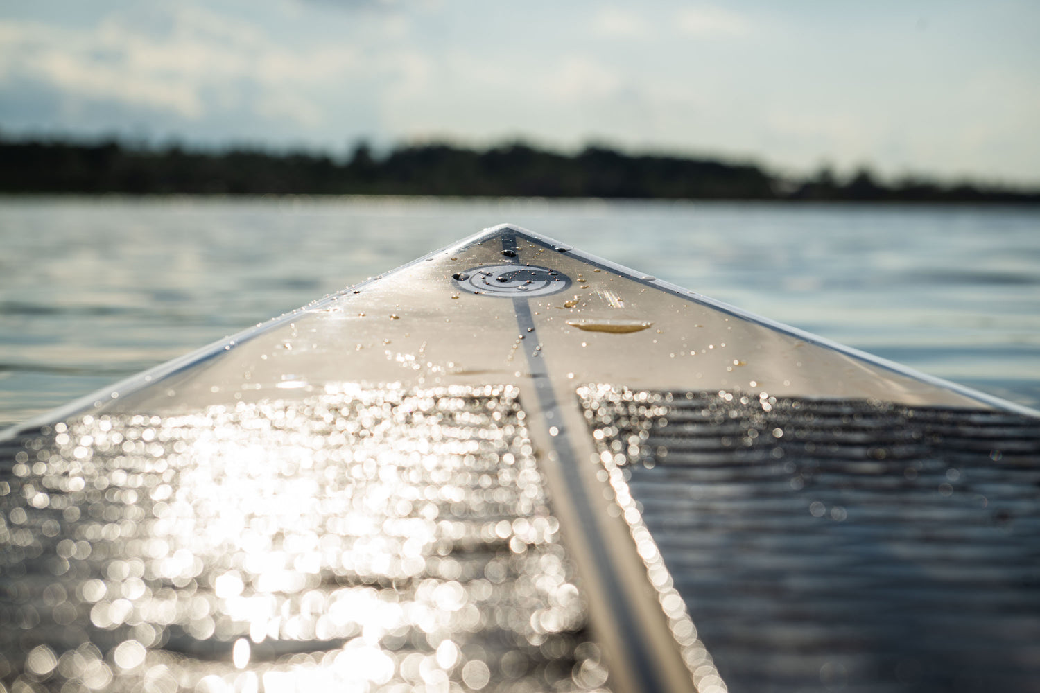 Close-up of the Connelly Benz wakesurf board’s textured grip pad, highlighting its premium wood finish.