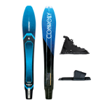 Connelly Big Daddy water ski with Swerve front boot and RTP. Wide-body design with blue and black graphics.