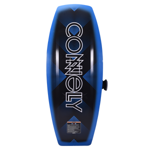 Boost kneeboard with a sleek black base, displaying the Connelly logo in bold white letters and geometric patterns.