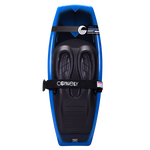 Boost kneeboard with a blue and black design, featuring molded knee pads and a padded strap for comfort and control.