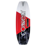 Base view of the PURE wakeboard, showing a bold red, black, and white design with large Connelly branding.