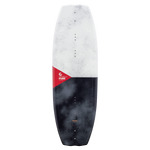 Top view of the PURE wakeboard, featuring a white and black marbled design with a red accent and branding.