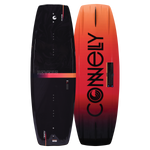 Top and base of the Reverb wakeboard, featuring a black top with orange gradient accents and a bold logo on the base.