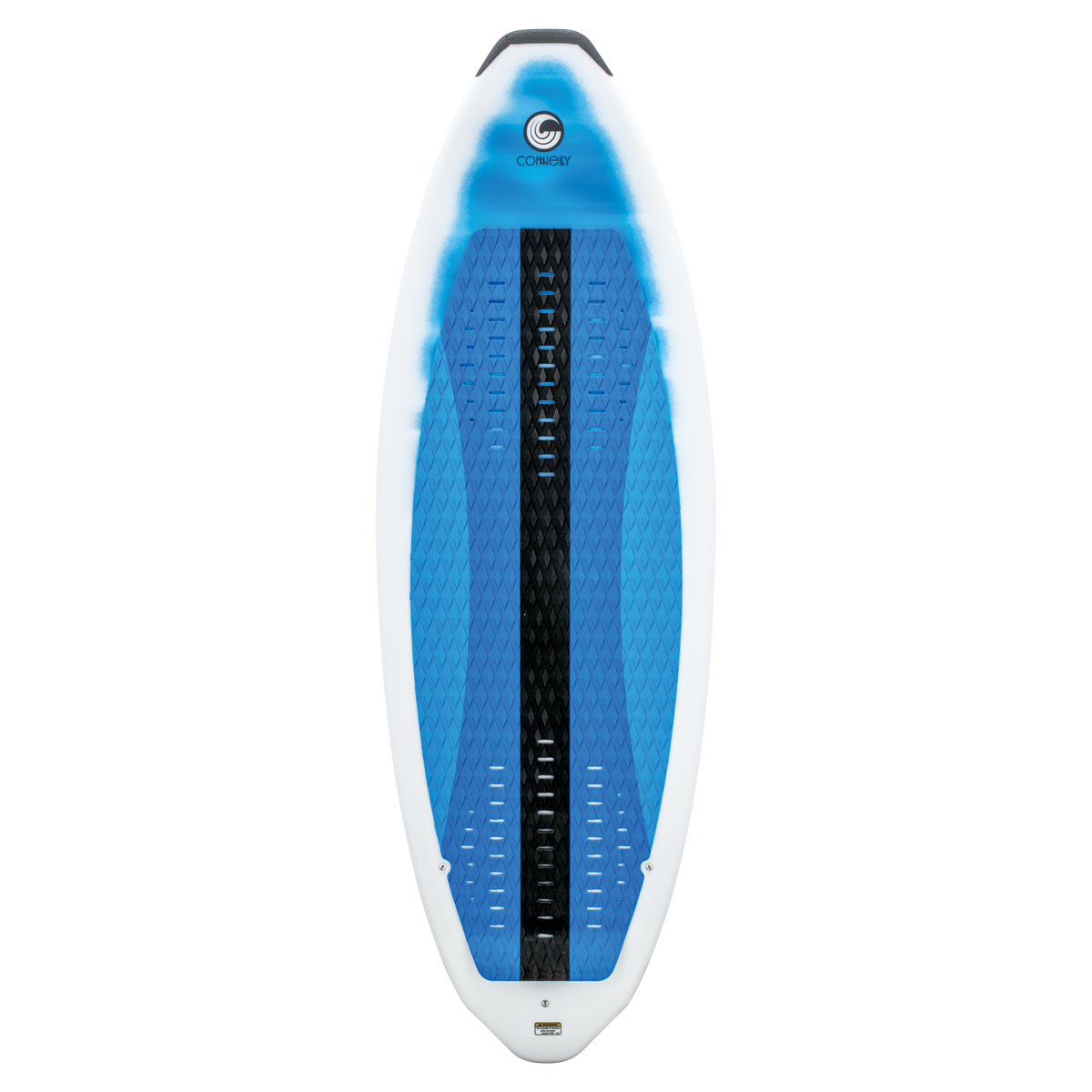 Top of the Ride wakesurf board featuring a blue traction pad with a black center strip for grip and control.