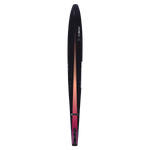 Top view of Rocket ski with a sleek black-to-orange gradient design, precision placement inserts, and streamlined shape.