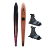 Rocket water ski with Double Comp Boots, featuring a sleek black-to-orange gradient design and durable adjustable bindings.