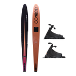Rocket water ski with Double Stoker Boots, featuring a sleek black-to-orange gradient design and durable black bindings.