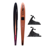 Rocket water ski with Double Stoker Boots, featuring a sleek black-to-orange gradient design and durable black bindings.