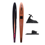Top and base view of the Rocket ski with a black-to-orange gradient design, paired with a Stoker front boot and Pivot RTP.