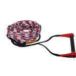 Coiled red, black, and white rope with a black grip handle and red accents, featuring a five-section mainline.