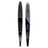 Top and base view of the C1 slalom ski featuring a sleek black and gray design, chevron pattern, and branding.