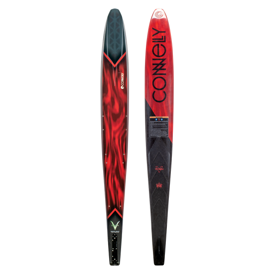 Side-by-side view of the 2024 Carbon V, showing both top and base with deep crimson, black carbon, and angular graphics.