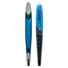 Top and base view of the 2024 V ski, featuring a blue gradient top and a bold black base with Connelly branding.