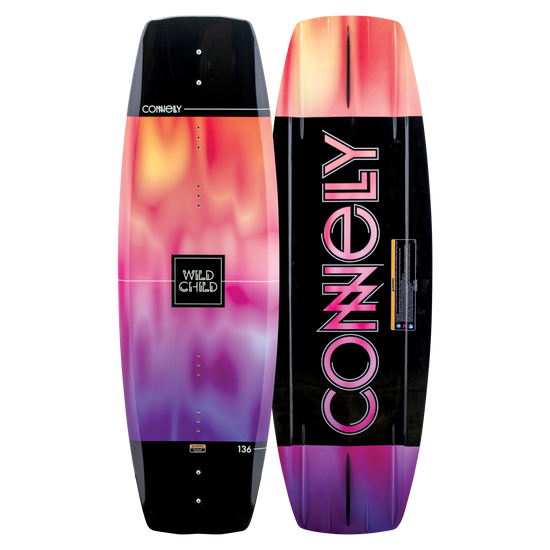 Side-by-side view of 2024 Wild Child showing top’s gradient design and base’s black background with pink lettering.