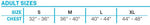 Chart displaying adult sizes for the Women's AK NCGA Vest, with chest measurements for S (32"-36") through XL (44"-48").