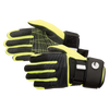 Pair of Men's Claw 3.0 Gloves in black and neon yellow, shown palm up and down, highlighting grip texture and wrist straps.