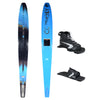 Top and base view of Concept ski in blue with black Shadow front boot and matching rear toe plate.