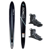 Top and bottom view of Outlaw ski in black with front and rear Tempest boots in black and gray.