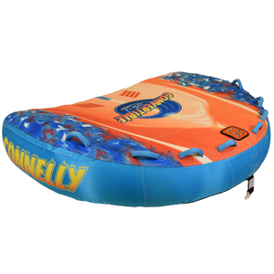 Angled view of Convertible Soft Top showing blue side handles and orange deck surface.