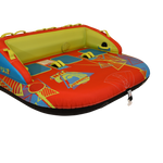 Angled front view of the Fun 3 tube in red with bold blue and yellow accents.