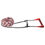 Angled view of Easy-Up Package - EVA Handle w/ 5-Section Mainline with red handle and red, white, black rope.