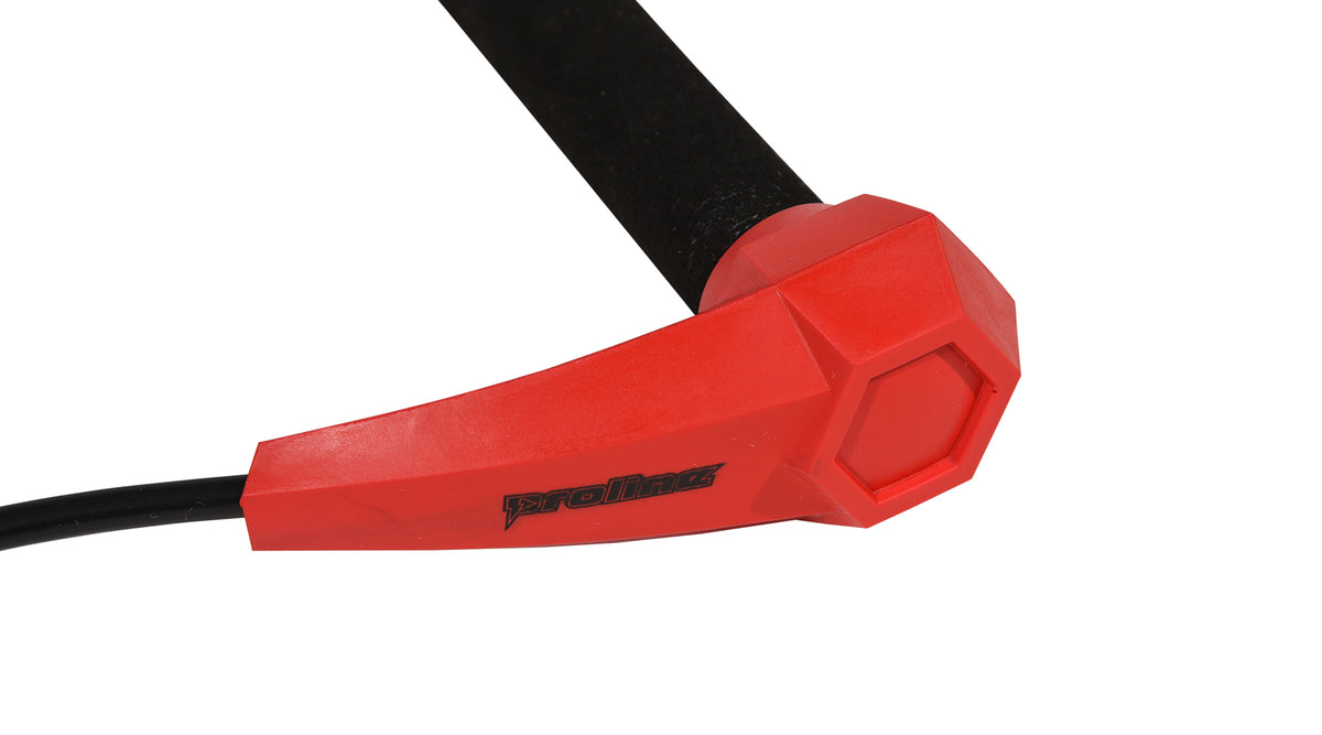 Close-up of red Torq Handle end showing Proline logo and textured black grip.