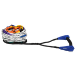 Torq Classic Radius Handle with 8-Section Mainline shown coiled with blue handle and multicolor rope.