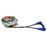 Torq Course Radius Handle w/ 8-Section Mainline shown coiled with blue handle and multicolor rope.