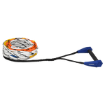 Torq Course Slalom Handle with 8-Section Mainline shown coiled with blue handle and multicolor rope.
