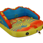 Angled front view of the Super Fun 2 tube, showing grab handles and rope attachment.