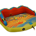 Front angle view of the Super Fun 3 tube, showing rope attachment and grab handles.