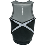 Back view of the Team NCGA vest in black and gray with a white logo and an X-shaped panel design.