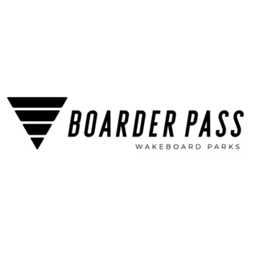Logo with inverted triangle and Boarder Pass Wakeboard Parks text.