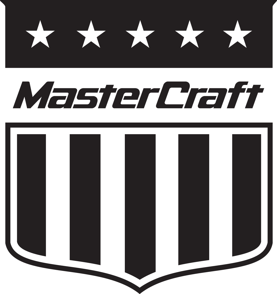 Black and white MasterCraft logo with stars and stripes design.