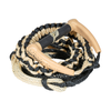 Coiled LG Suede rope in red and black with a bold red handle and black grip, featuring a braided rope for durability.