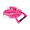 Coiled blue Tug Suede Deluxe rope with a floating handle, black grip, and white rope accents.