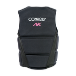 Back view of the Women's AK NCGA Vest, showing a black design with pink branding on the upper back.