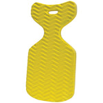Back view of yellow foam water saddle with contoured design, textured surface, and a top handle cutout for easy carrying.