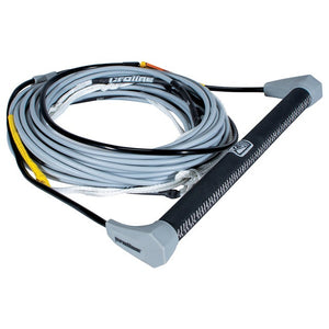 Coiled LG Suede Package rope in grey with a matte grey handle and black grip, featuring a durable coated mainline.