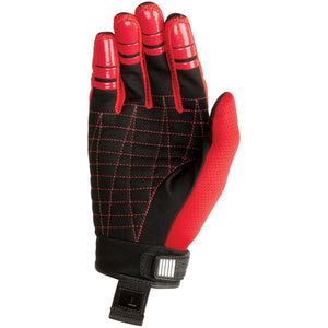 Back view of the Men's Classic Glove in black and red, featuring a textured palm, glossy red fingertips, and wrist strap.