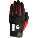 Front view of the Men's Classic Glove in black and red, with a ribbed top, red finger accents, wrist strap, and logo patch.