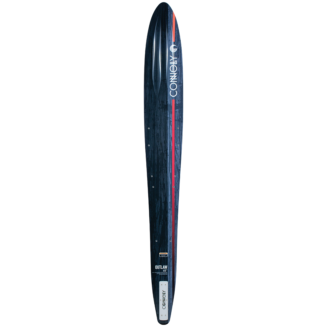 2022 Outlaw water ski, red/white stripes, Advanced Profile Tech, top view.