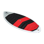 Angled top view of the MC Habit 4'8" wakesurfer, highlighting the diamond-textured traction pad and sleek surf-style shape.